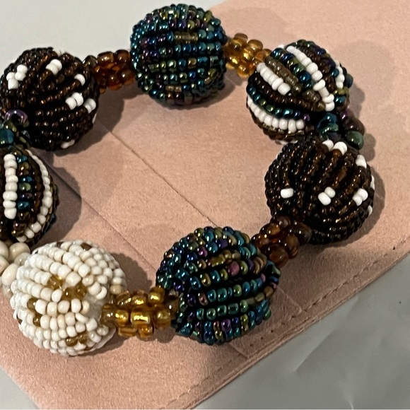 Seed Bead Ball Stretch Fall Color Bracelet Colorful Boho Bohemian - Picture 8 of 10